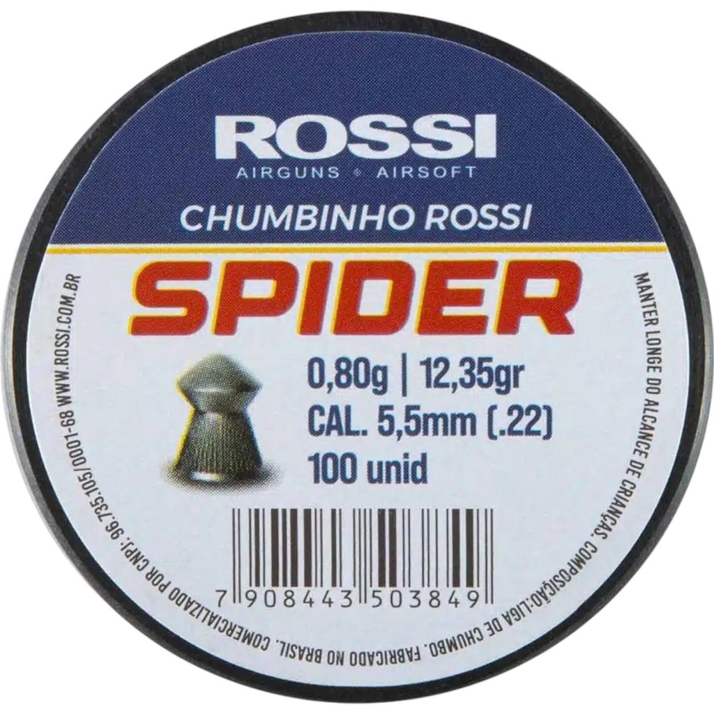 Chumbinho Rossi Premium Spider Cal. 5.5mm (.22) - 100un em Oferta na Shopee