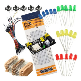 Kit Protoboard 830 Pontos Módulo Fonte 12v Resistoes Leds Difuso Vermelho Azul Amarelo Verde em Oferta na Shopee