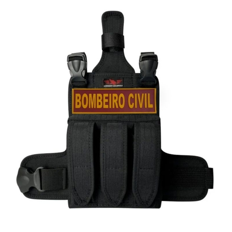 Bornal Porta Treco Tático de Perna Com Porta Faca + Patch Emborrachado Bombeiro