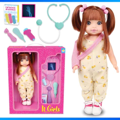 Boneca IT Girl Grande Com Acessórios Modelo Dodói Paciente de Hospital Vinil Brinquedo Infantil
