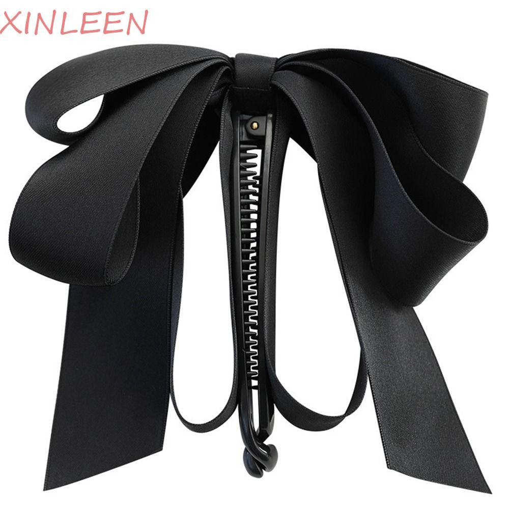 XINLEEN Meninas Hairpin Elegante Retro Silmple Mulheres Acessórios De Cabelo Bowknot Fita Cetim Colth Banana Clip em Oferta na Shopee