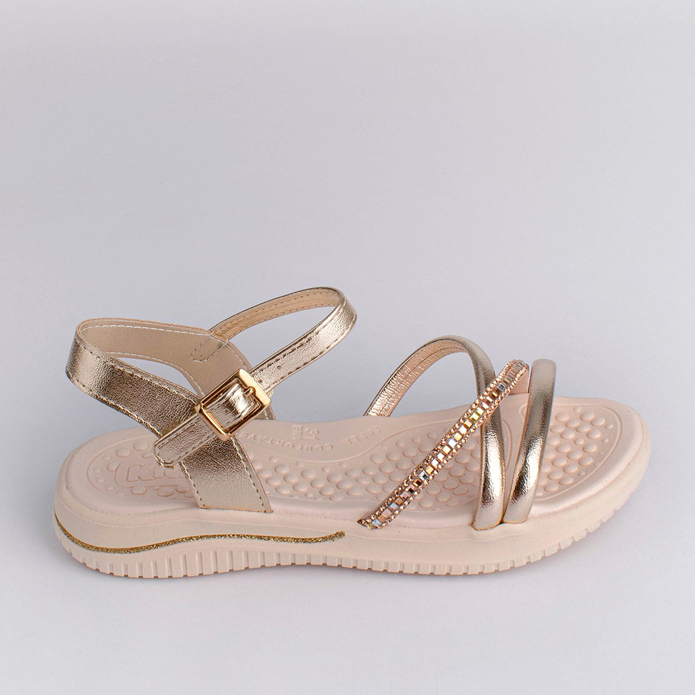 Sandália Infantil Meninas Kidy Fly Metalizada Moderna Confortável Leve Macia Solado Antiderrapante