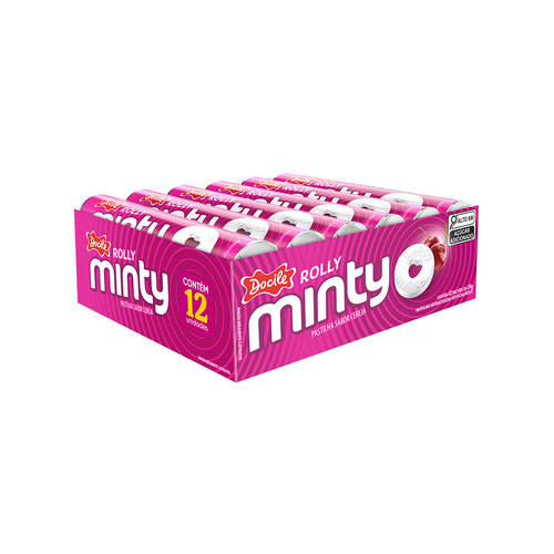 Pastilha Rolly Minty Cereja com 12un de 29g cada - Docile
