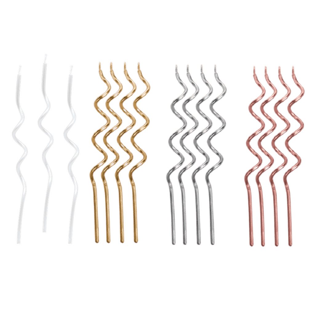 Vela Espiral Metalizada C/ 4 Unid. Silver Festas em Oferta na Shopee