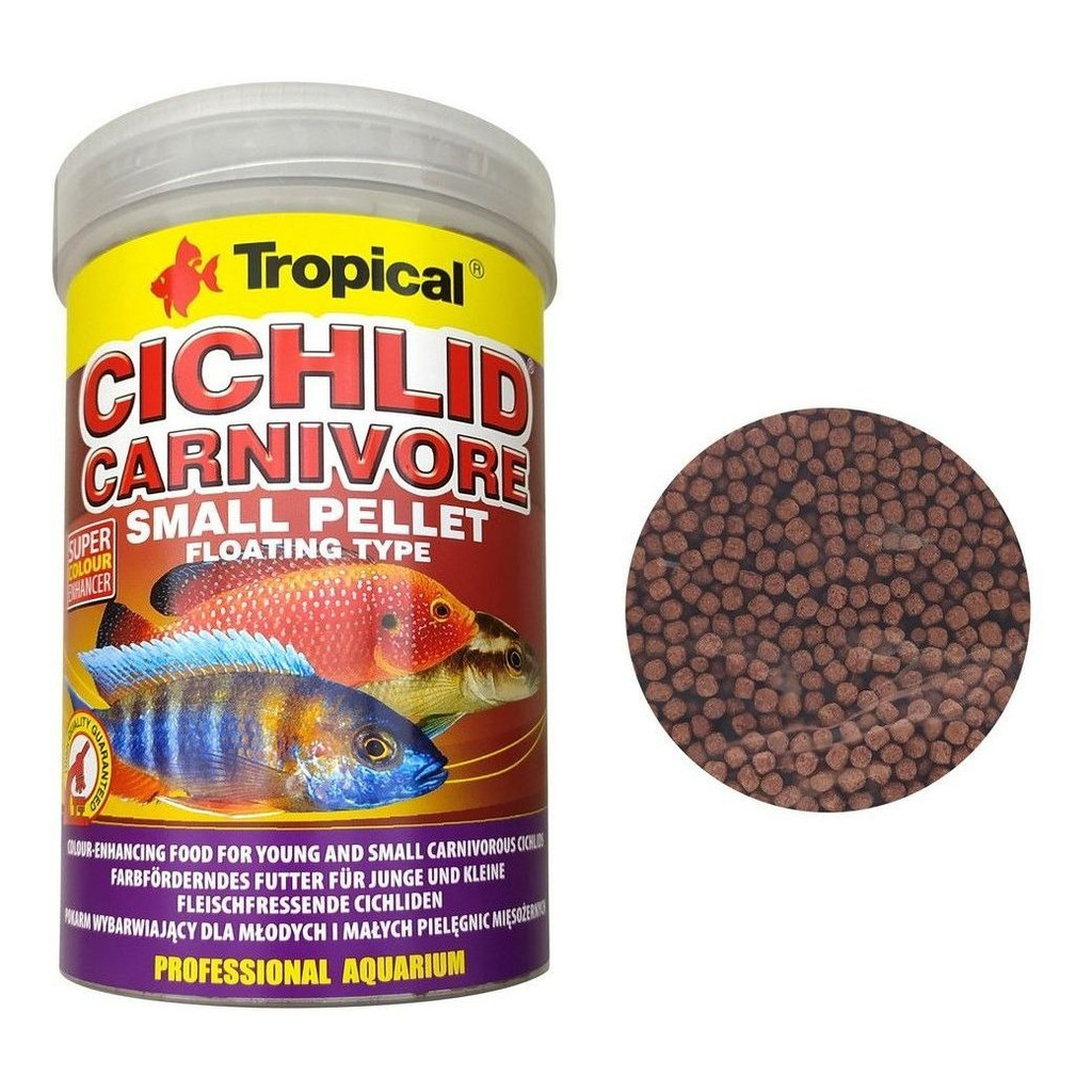 Ração Tropical Cichlid Carnivore Small Pellets De 360g