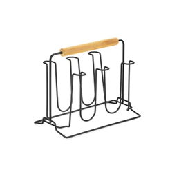 Porta Copo Mesa Suporte Copos 6 Lugares Eco Design Utensílio Cozinha Preto Arthi