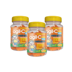 Kit 3 und Agil-c Kids Plus Sabor Laranja 40 Gomas