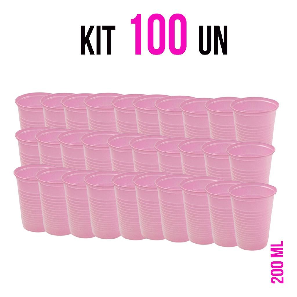 Kit 100 Copos Descartáveis Rosa 200ml para Festa Aniversário Chá Bebê em Oferta na Shopee