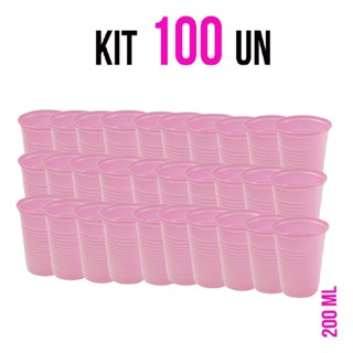 Kit 100 Copos Descartáveis Rosa 200ml para Festa Aniversário Chá Bebê em Oferta na Shopee