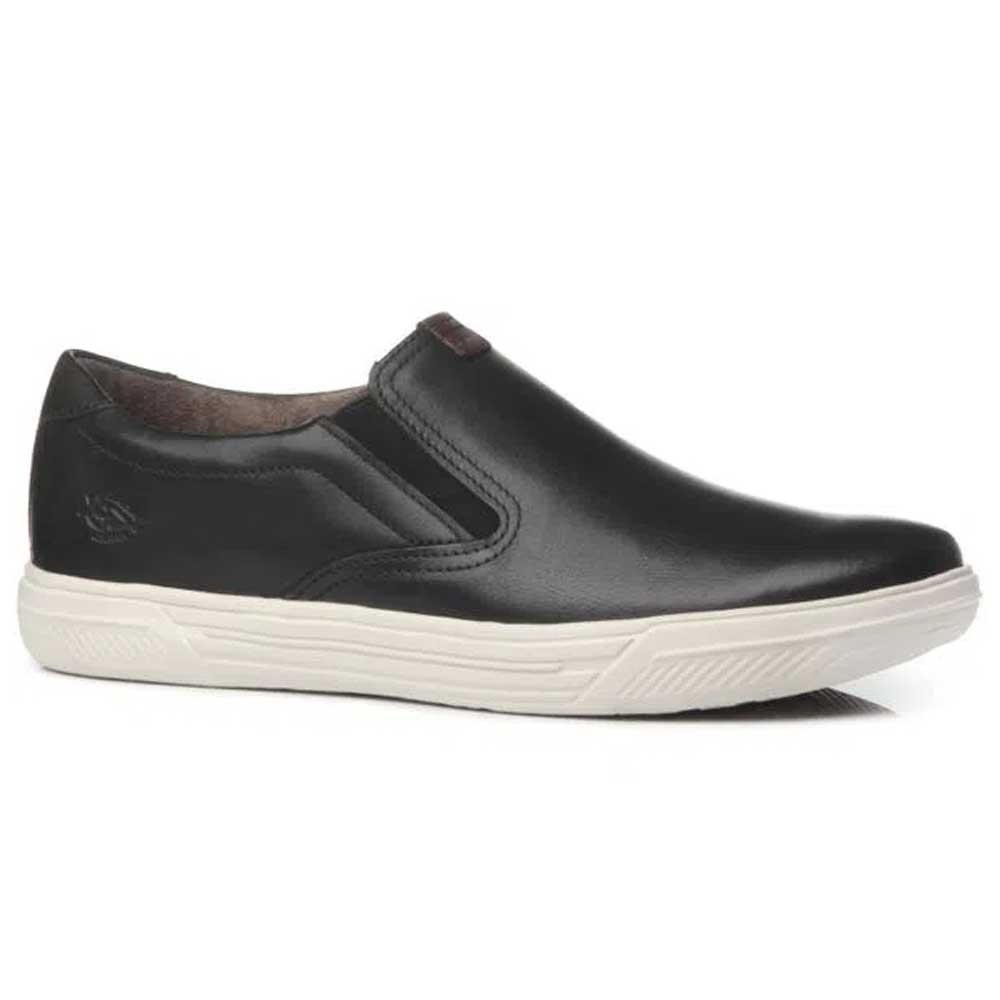 Sapatênis Masculino Slip On Couro Preto Pegada 110402-04
