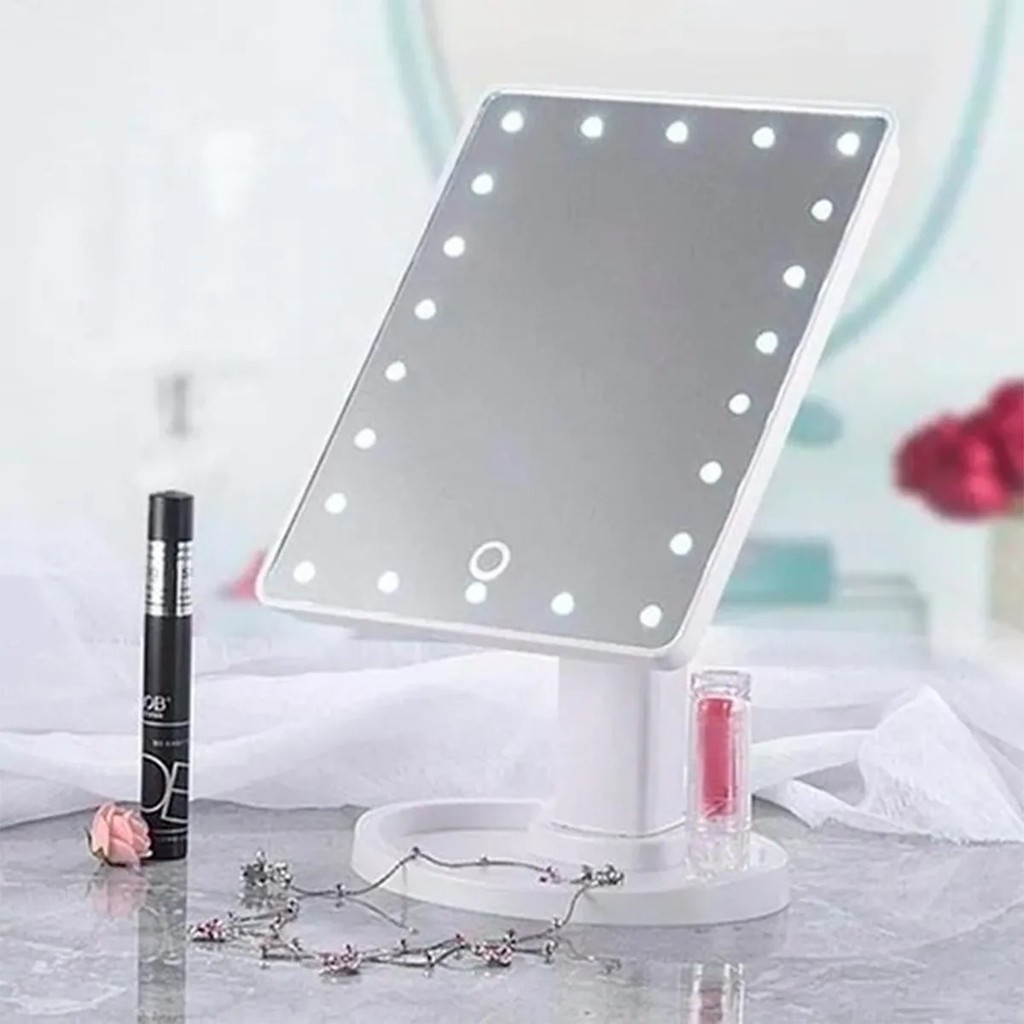 Espelho Camarim Para Maquiagem De Mesa Com 22 Led Cor Da Moldura Rosa