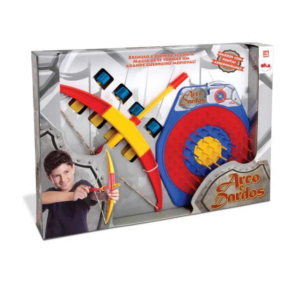 Brinquedo Infantil Acerte o Alvo 4 Dardos 48cm em Plástico +6 Anos Habilidade Jogo Lazer Elka - 463