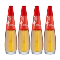 Kit 4 Esmaltes Impala Tratamento Base Vitaminada Manicure