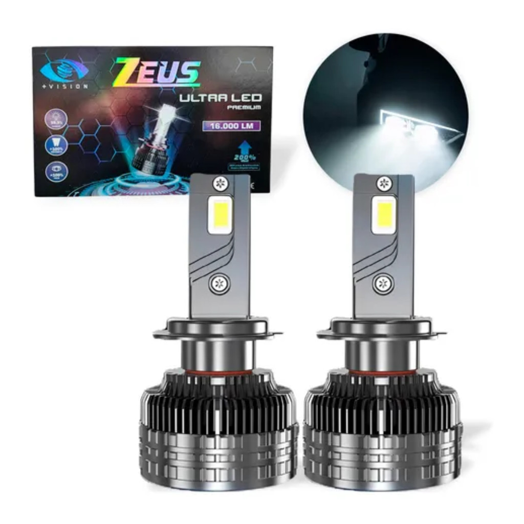 Kit Lâmpada H16 Ultra Led Premium Zeus 16000 Lumens 6000k Canceller em Oferta na Shopee