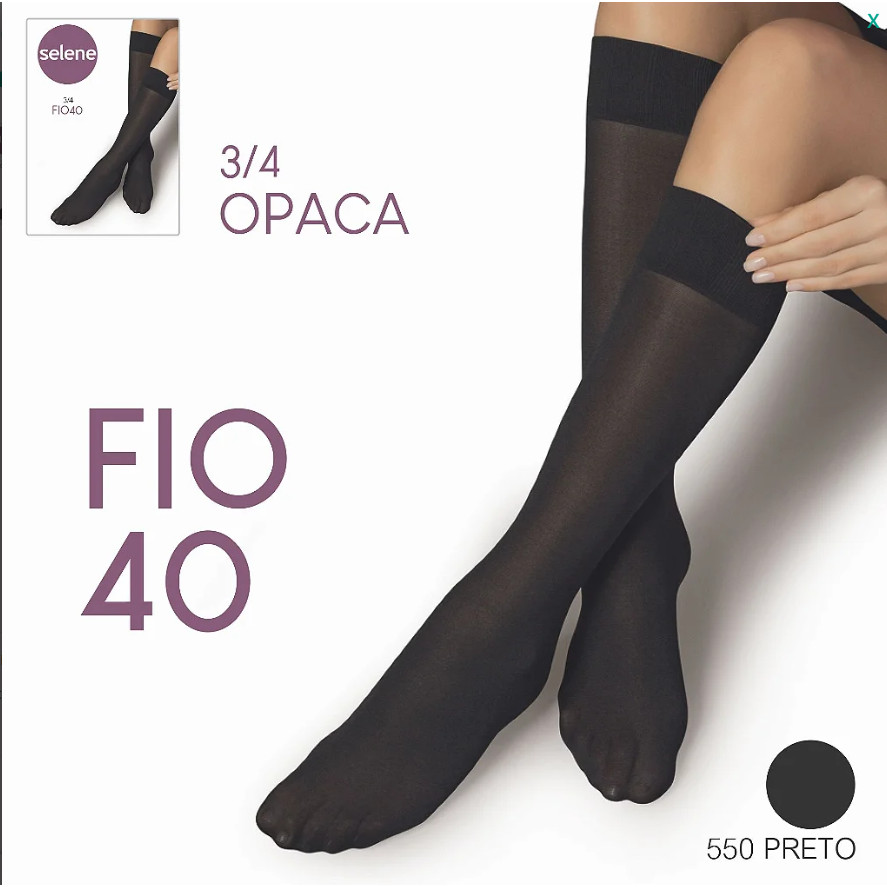Kit 2 pares de Meia 3/4 fio 40 Selene Opaca Feminina 9050 em Oferta na Shopee