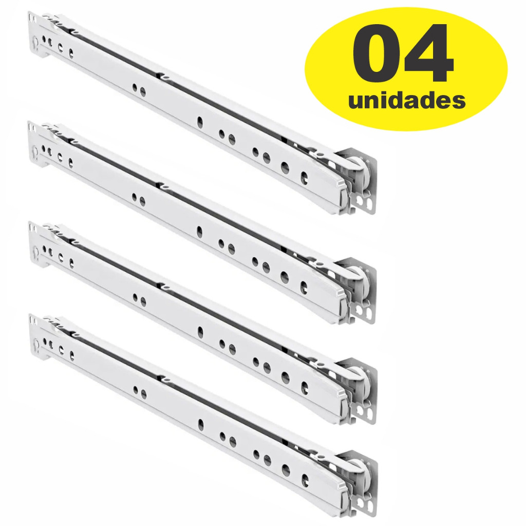 4 Pares Corrediça Para Gaveta 40cm Branca Comum 400mm em Oferta na Shopee