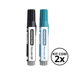 Kit com 2 Marcadores Para Quadro Branco - COMPACTOR COR:PRETO+TURQUESA