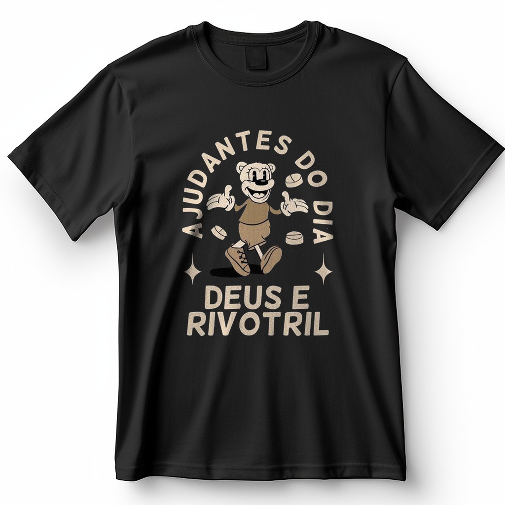 Camiseta Urso Ajudantes Do Dia Deus E Rivotril Camisa de Meme 100% Algodão em Oferta na Shopee