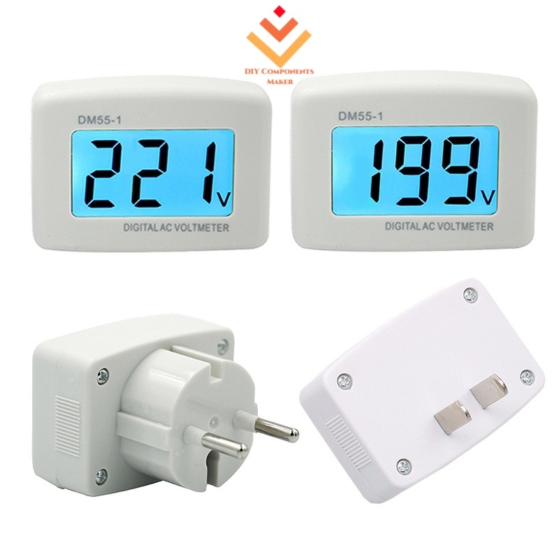 DM55-1 LCD Voltímetro Digital Plug in Para RV , AC 80-300V Monitor De Teste De Tensão 110V 220V Medidor De Testador De P em Oferta na Shopee