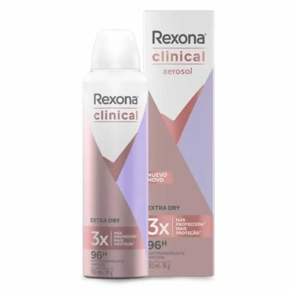 Desodorante Rexona Clinical Extra Dry Aerosol 150ml | Proteção Feminina Máxima Contra o Suor