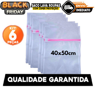 Kit Saco Lava Roupas Delicadas Máquina Saquinhos Com Ziper Proteção E Organização 40X50 C/3 Ou 6Un