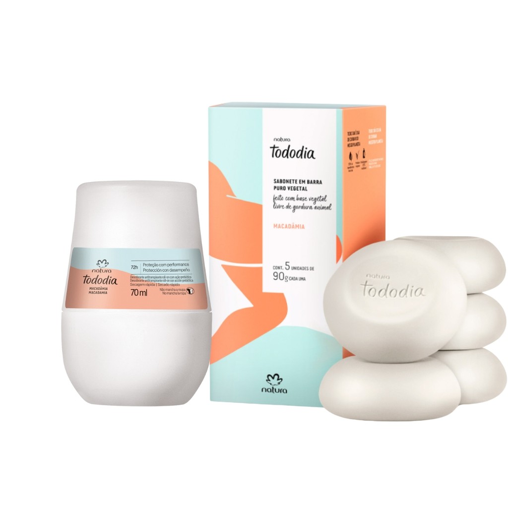 Kit Tododia Macadâmia: Roll-on + Sabonete em barra - Natura