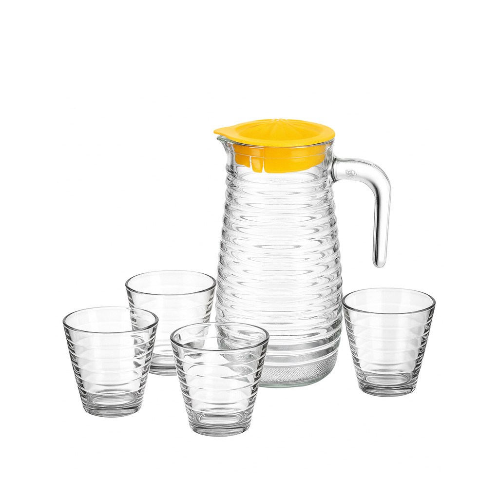 Jogo de Jarra 800ml com 4 Copos Vidro Reforçado em Oferta na Shopee