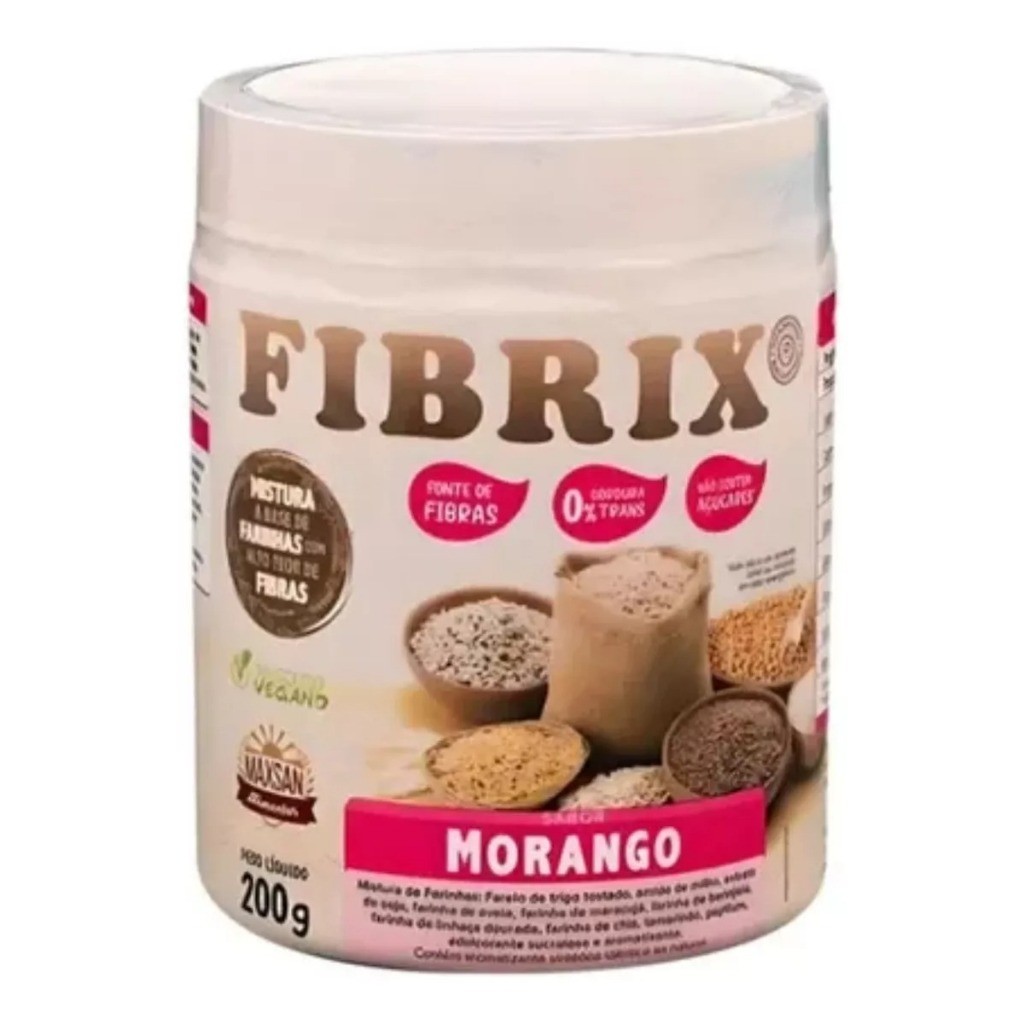 Regulador Natural Intestino Fibras Soluveis Vegan200g Fibrix- MORANGO