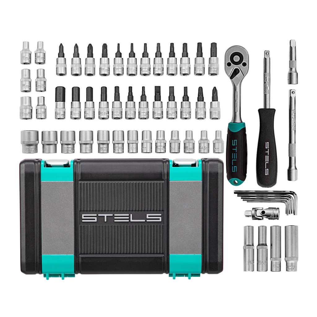 Jogo de Soquetes 1/4Pol 57 Peças em Aço Cromo Vanádio Stels em Oferta na Shopee