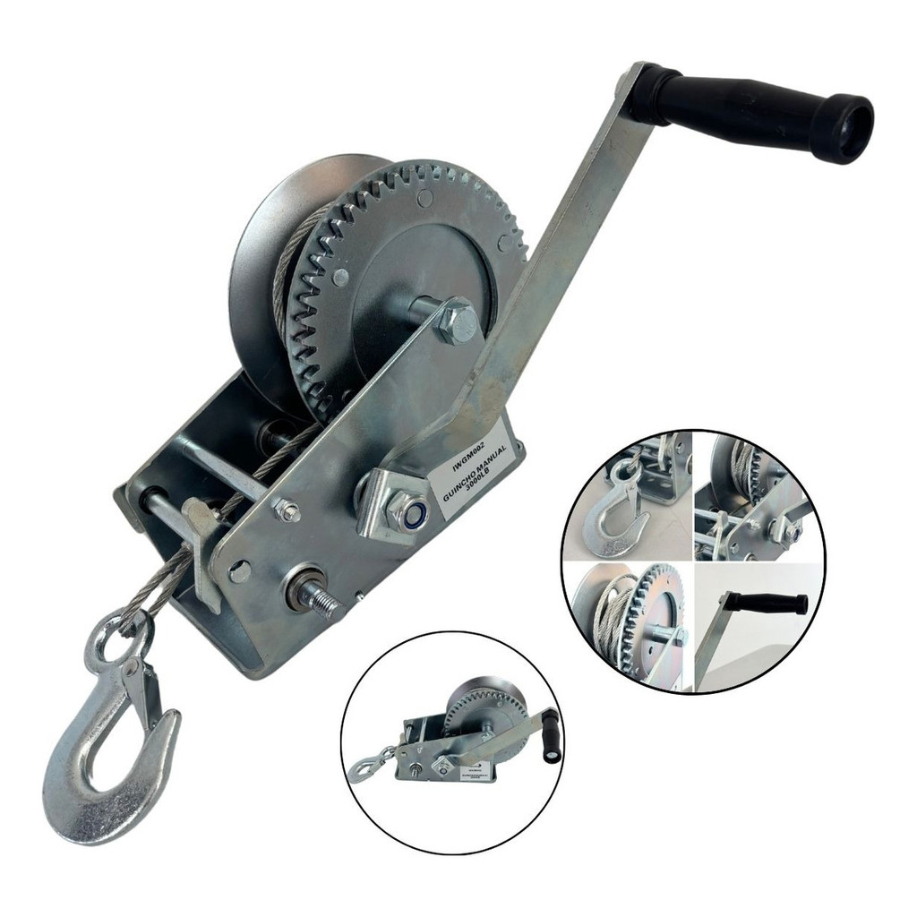 Guincho Manual P/ Carretinha 2000lbs C/ Fita E Tração 1350kg em Oferta na Shopee