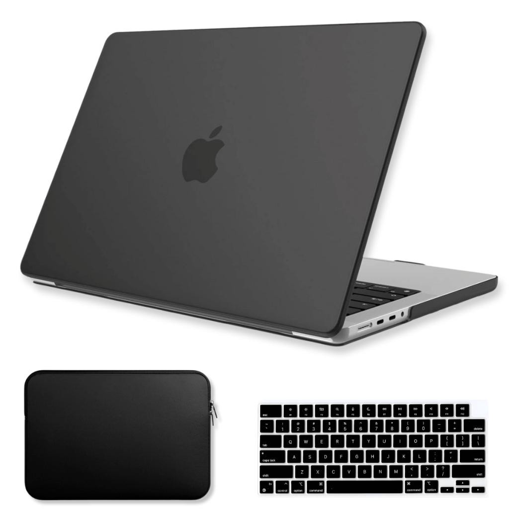 Capa SkinCase Para MacBook Pro 16 Pol M3 M2 M1 Pro/Max Kit Bag + Protetor Teclado - Preto Fosco