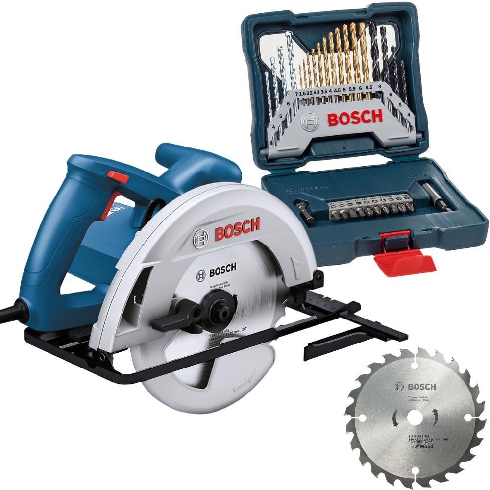 Serra Circular 184mm 1300W GKS 130 com Disco e Estojo Brocas e Pontas 30 Peças BOSCH 110V em Oferta na Shopee