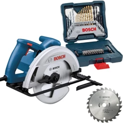 Serra Circular 184mm 1300W GKS 130 com Disco e Estojo Brocas e Pontas 30 Peças BOSCH 110V