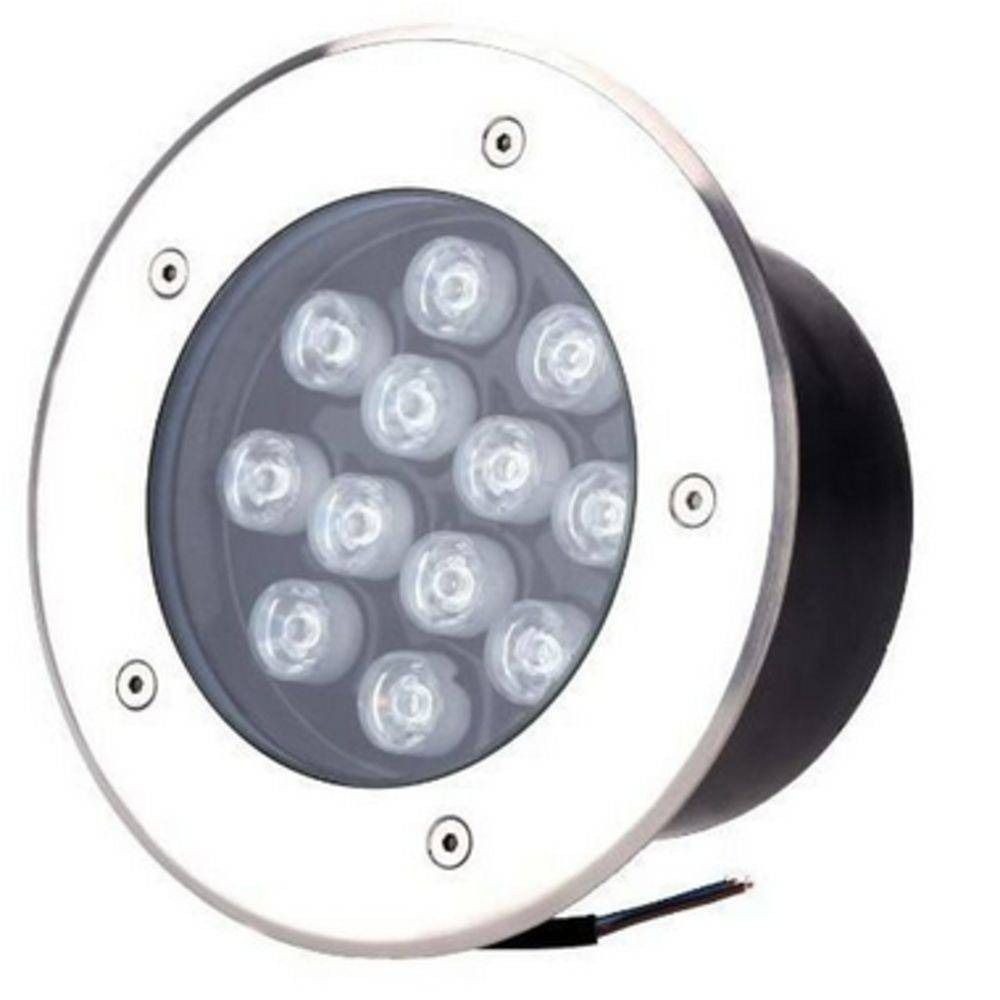 Balizador Embutir Chão Jardim Piso Luminária Spot Led 12w