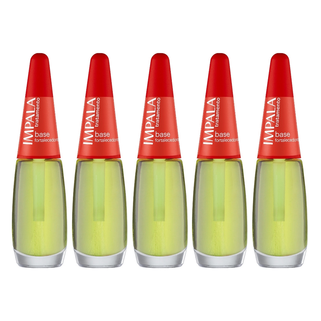 Kit 5 Esmalte Impala Base Fortalecedora Tratamento Para Unha