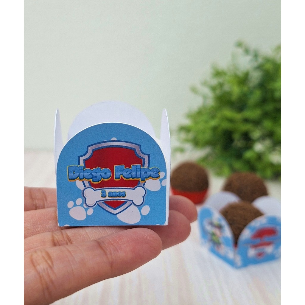 24 a 96 Forminha de doce brigadeiro Personalizada PATRULHA CANINA - 4 pétalas - Festa de aniversário