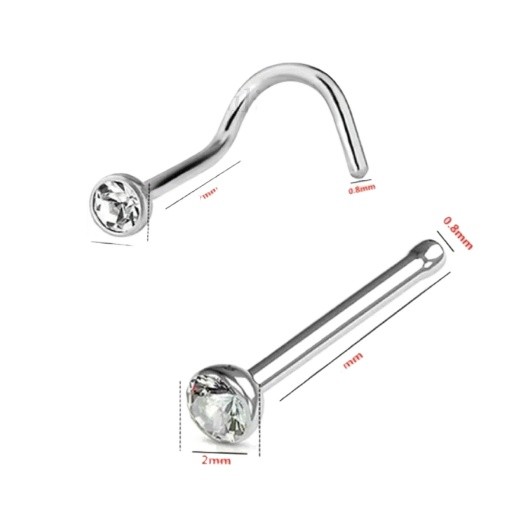 Kit 2 Piercings de Nariz Piercing Nostril+Reto Cristal lindo aço cirúrgico em Oferta na Shopee