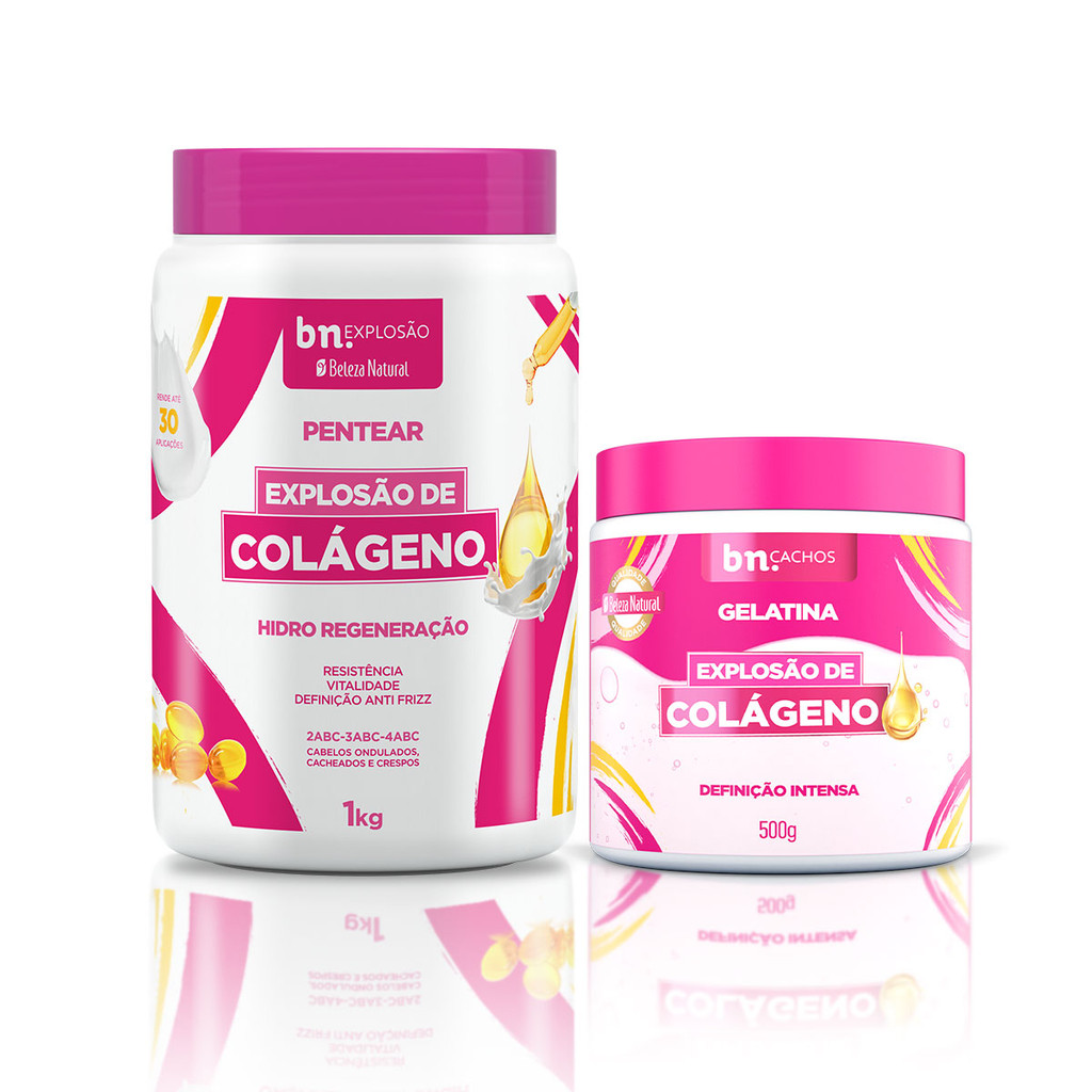 Kit Beleza Natural Creme de Pentear + Gelatina Explosão de Colágeno bn.Cachos em Oferta na Shopee