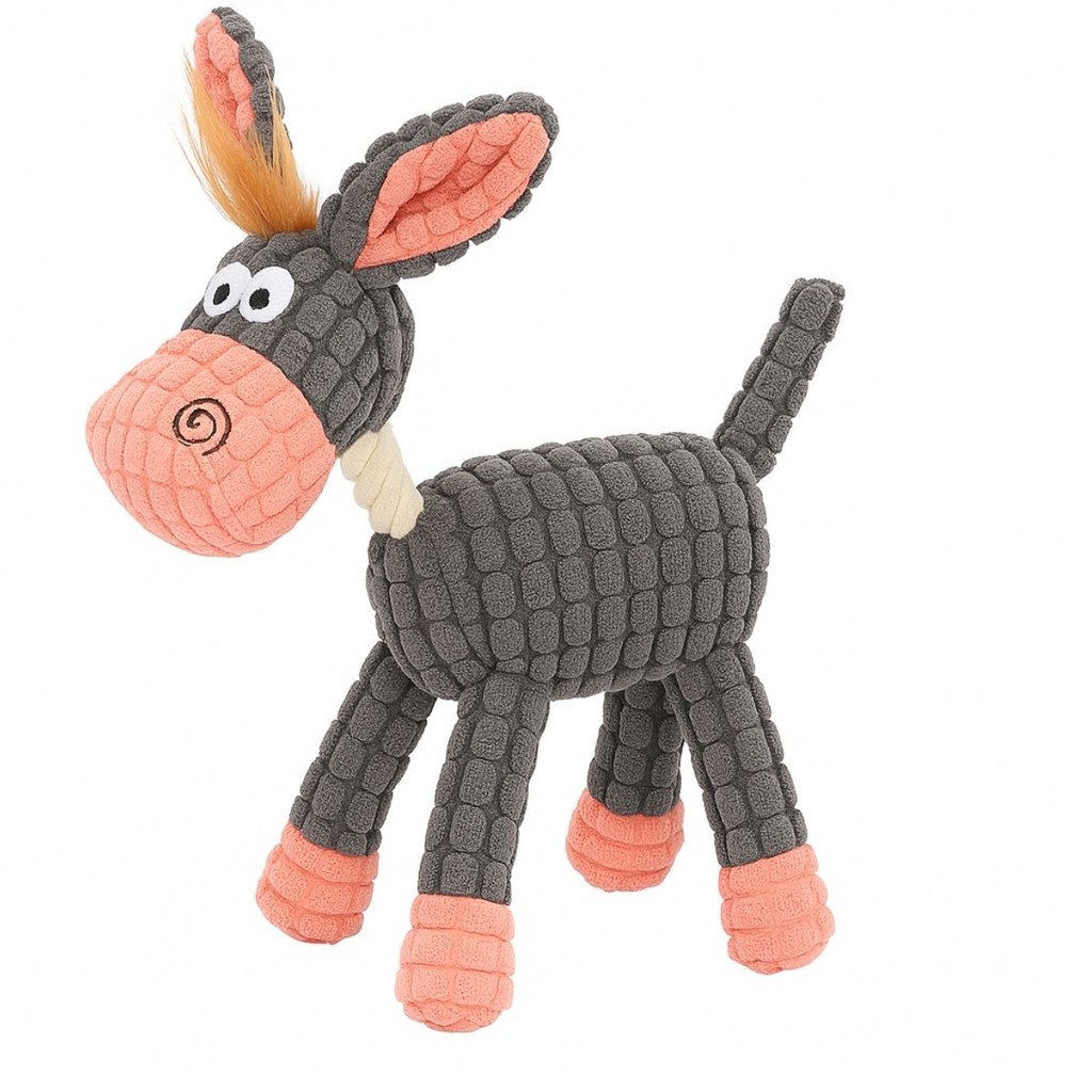 Brinquedo de Cachorro Mordedor Pelúcia Corda Burrinho com Apito Som Burrico Interativo Bordado em Oferta na Shopee