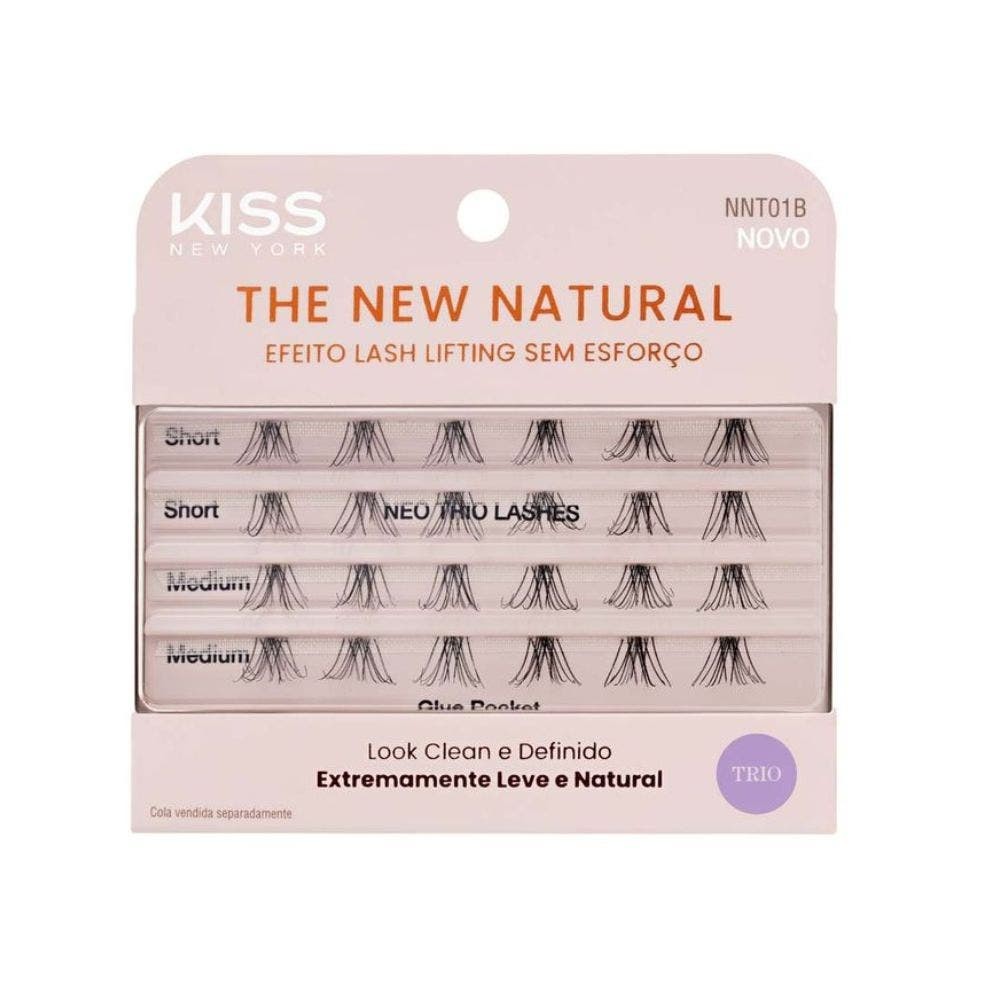 Cílios Postiços Kiss New York The New Natural Inteiriços Trio 01