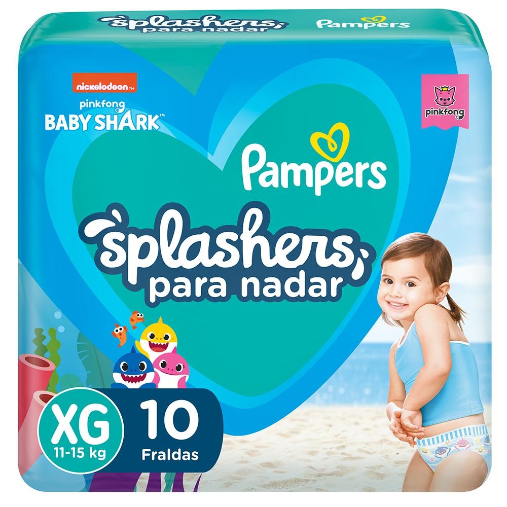 Fralda para Água Pampers Baby Shark Splashers XG com 10un - Mom & Baby