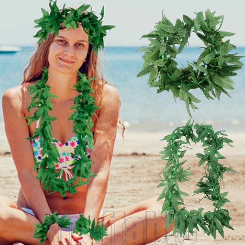 Simulação De Guirlanda Verde De Folha De Bordo-Tiara De Fada-Pulseira De Corda De Vime-Adereços De Performance De Dança
