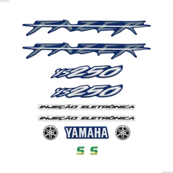 Adesivos Para Yamaha Fazer 250 Ys 2008 Moto Azul + Emblemas