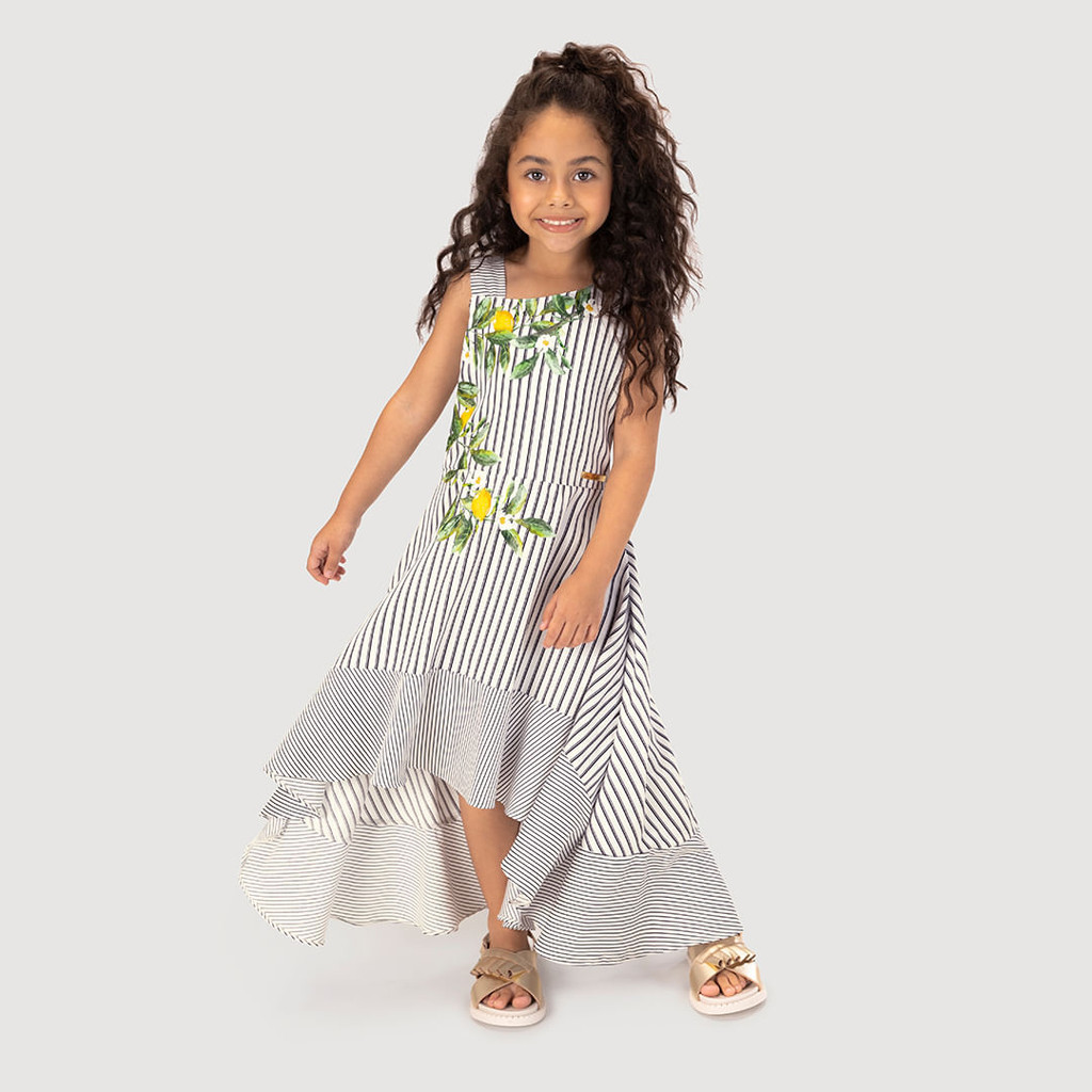 Vestido Midi Listrado Infantil Feminino Lilica Ripilica