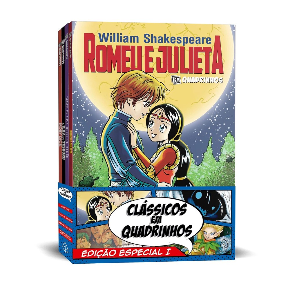4 Clássicos em Quadrinhos I Moby Dick| A Ilha Do Tesouro| Romeu e Julieta| Sonho Uma Noite De Verão