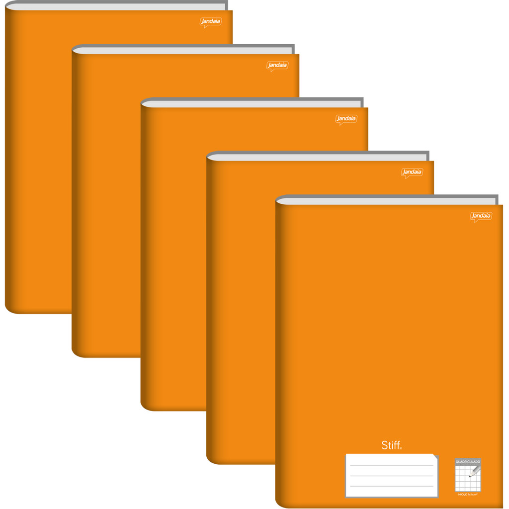 Caderno Brochurão Quadriculado 96f Laranja Stiff- 5 unidades em Oferta na Shopee