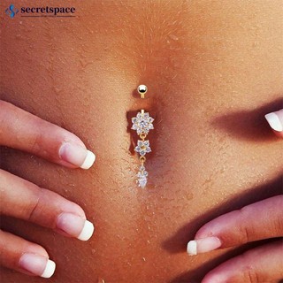 SECRETSPACE 1Pc Feminino Beleza Flor De Cristal Balançar Umbigo Anel Corpo Piercing Jóias L6X6