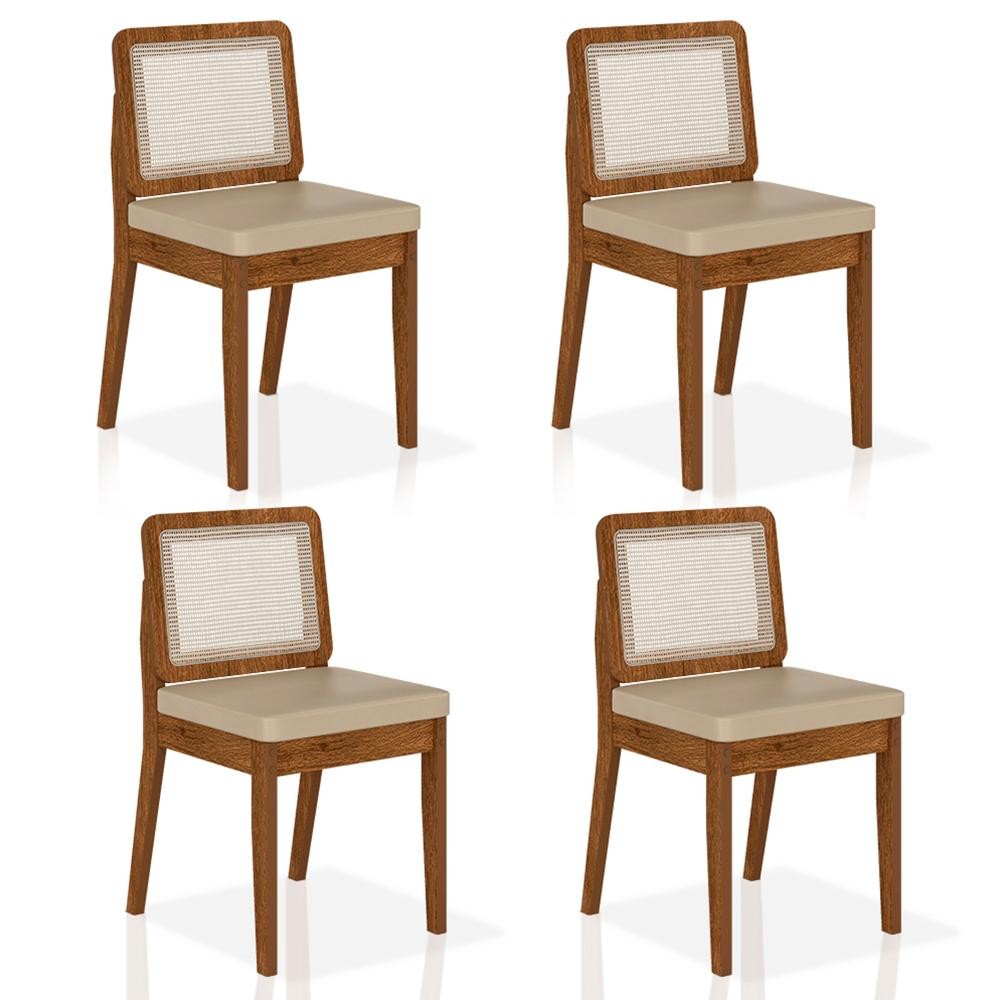 Kit 4 Cadeiras Sextavada Sydney Freijó/corino Bege - M. Arapongas em Oferta na Shopee