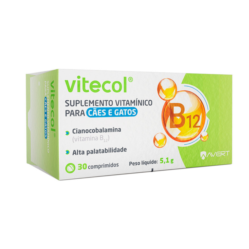Suplemento Vitamínico Vitecol B12 com 30 Comprimidos para Cães e Gatos em Oferta na Shopee