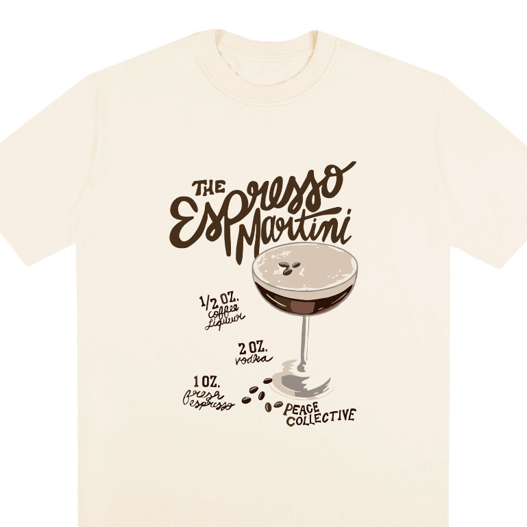 Camiseta Premium em Algodão PuroSISI Camiseta Oversized Feminina Moderna Blusa 100% Algodão Espresso Martini Envio